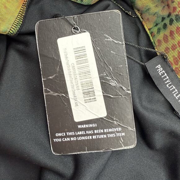 Pretty Little Thing Snake Print Mesh Bodycon Mini Dress 2 Button Front Clubcore - Picture 4 of 5